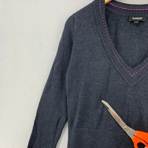 Maniqui Wool & Baby Alpaca Lux Knit Sweater Womens Small/Medium V-Neck Pullover - Picture 10 of 12